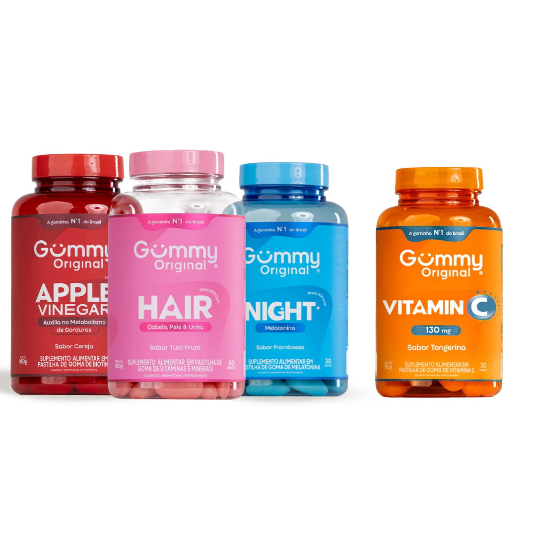 Kit completo: Gummy Hair, Night melatonina, Apple Vinegar e Vitamina C