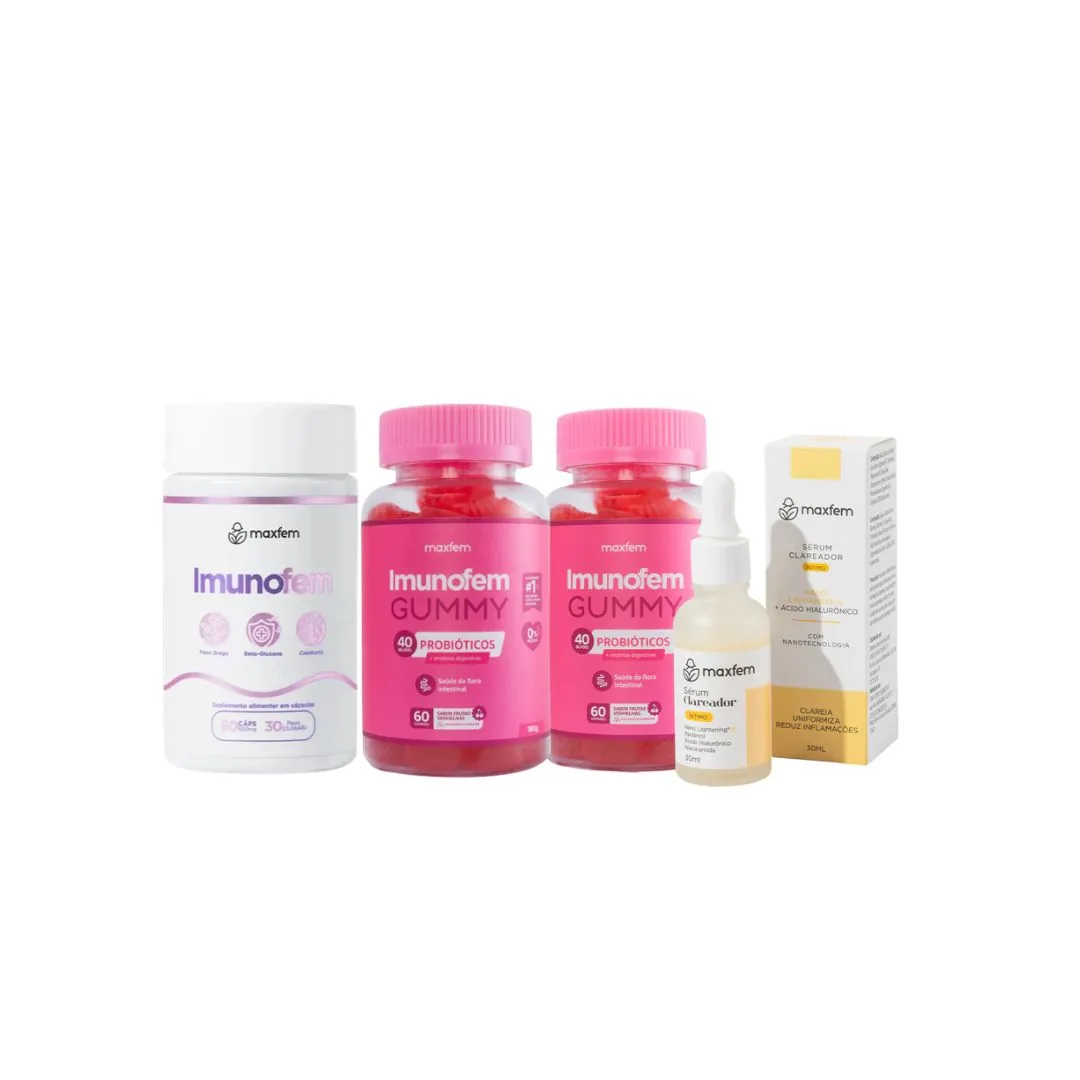 Kit Completo - 2 Imunofem Gummy + Imunofem cápsulas + Sérum Clareador Íntimo