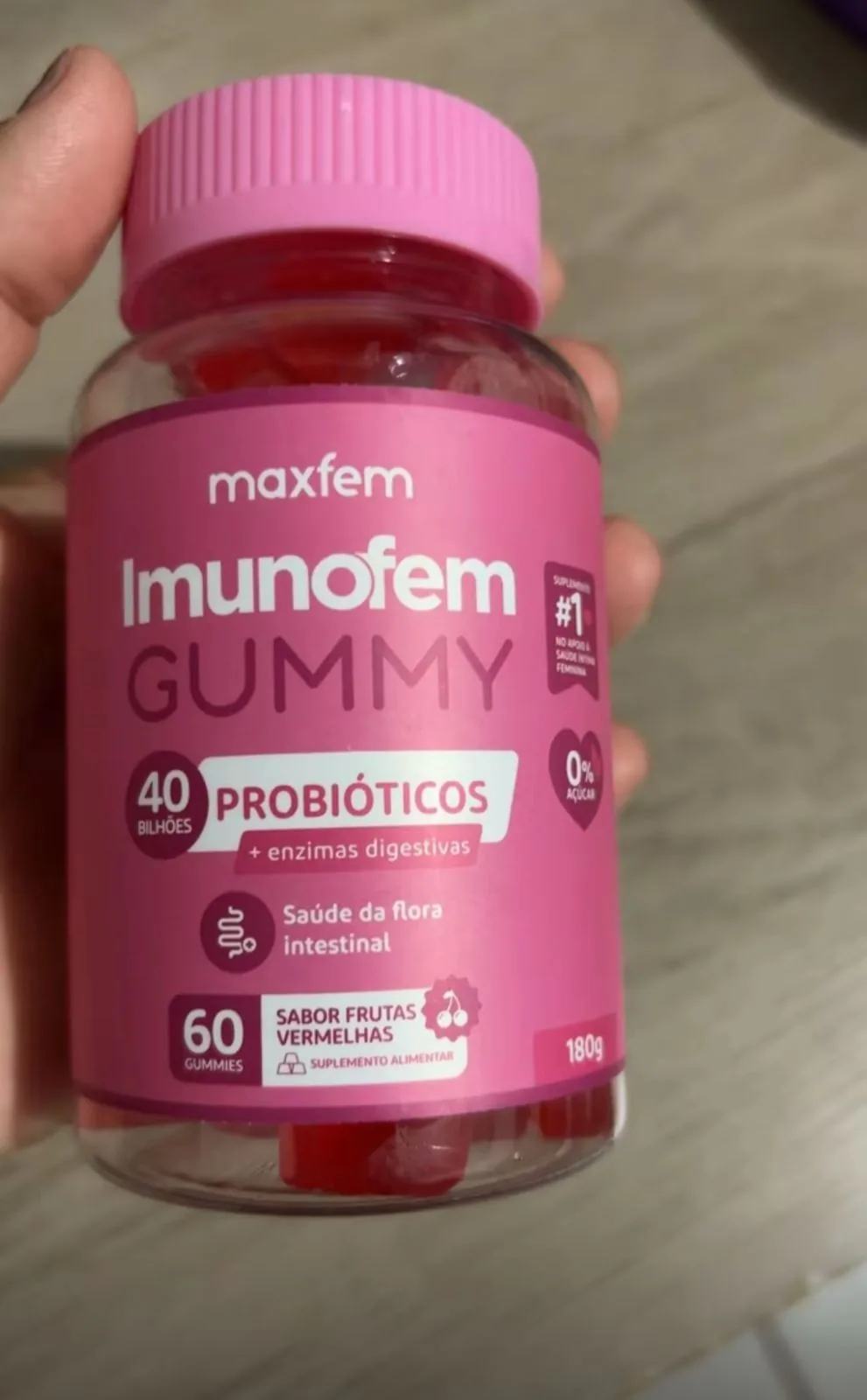 Foto do Imunofem Gummy enviada pela cliente